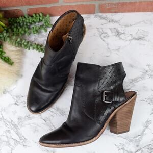 Dolce Vita Black Leather Buckle Slingback Exposed Ankle Boots 10 Women's